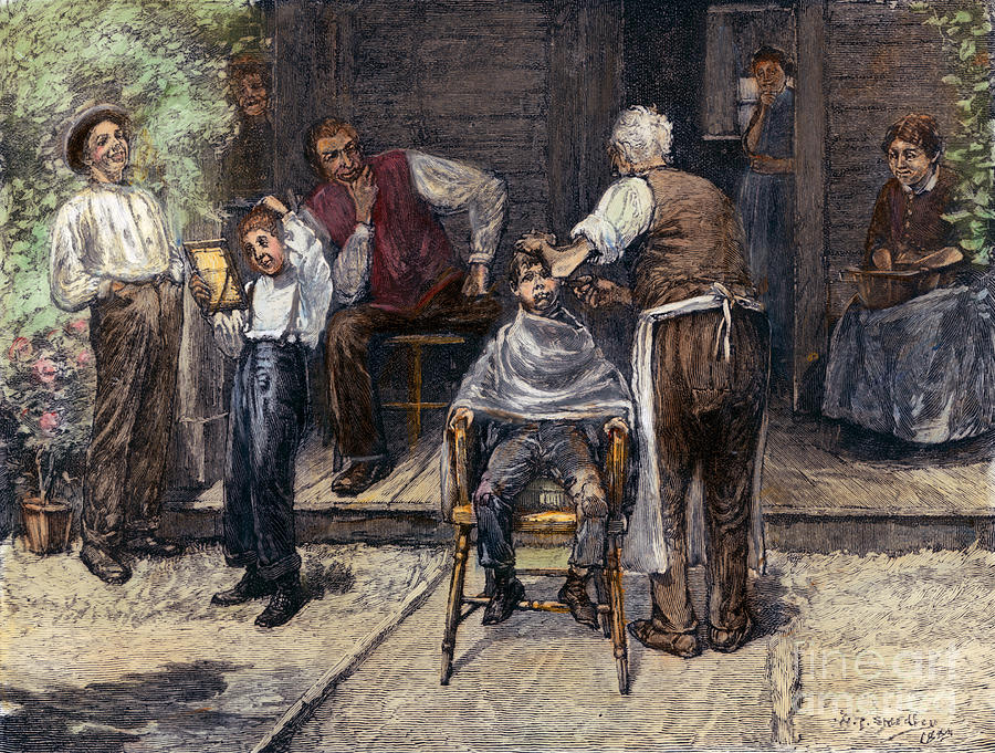 The Village Barber, 1883 Photograph by Granger