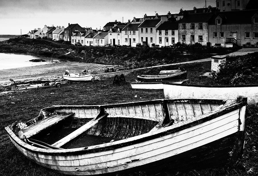 Black And White Photograph - The Village Of Portnhaven, Scotland by John Short
