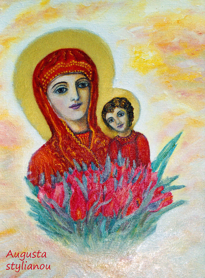 The Virgin and the Child Painting by Augusta Stylianou