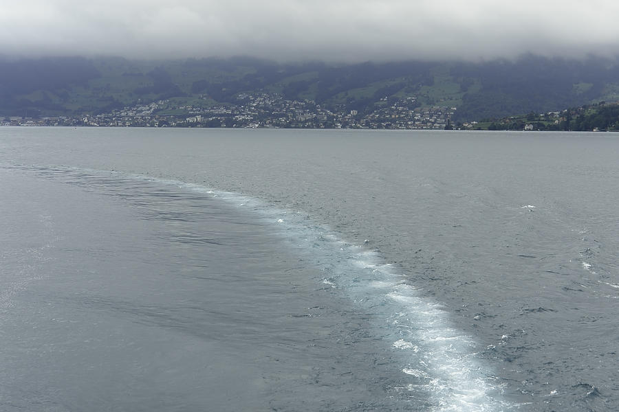 Mountain Photograph - The wake of a cruise ship in Lake Lucerne by Ashish Agarwal