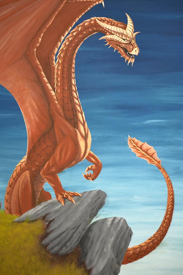 Dragon Painting - The Watcher on the Hill by Drew Spence