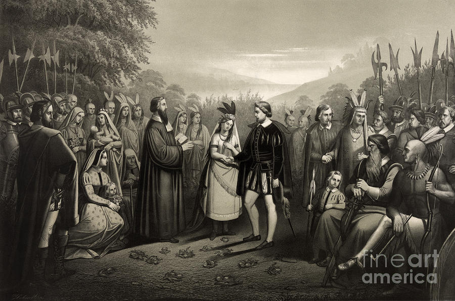 Pocahontas Photograph - The Wedding Of Pocahontas And John Rolfe by Photo Researchers