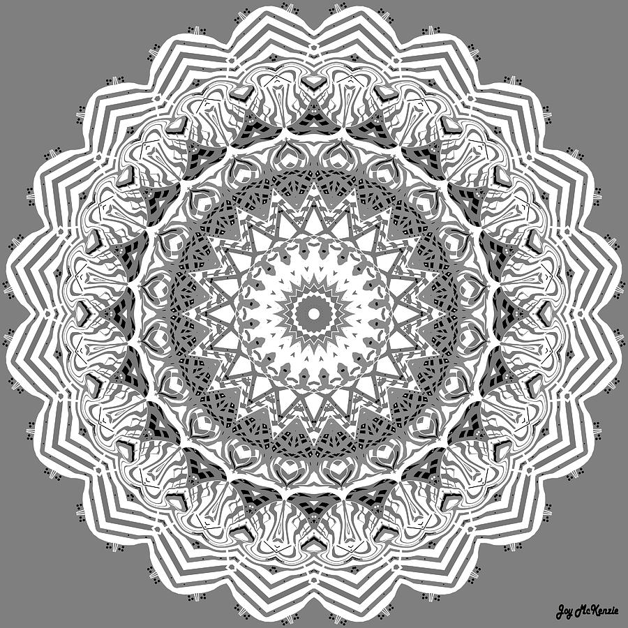Abstract Digital Art - The White Mandala No. 2 by Joy McKenzie