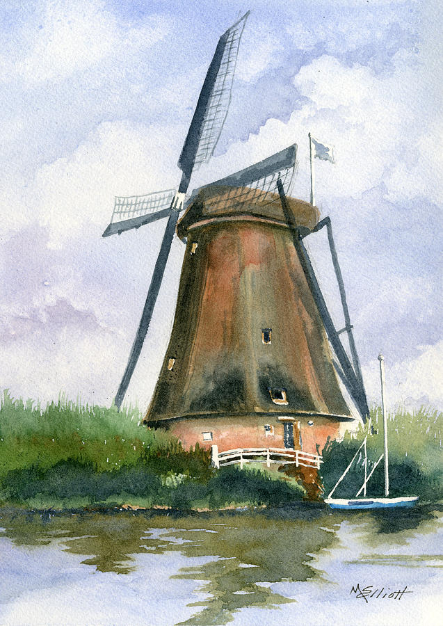 Architecture Painting - The Windmills of Your Mind by Marsha Elliott