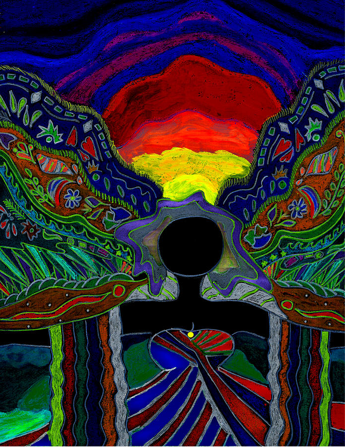 Abstract Digital Art - The Winged Goddess by Lori Kirstein