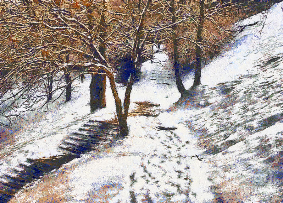 The winter park Painting by Odon Czintos