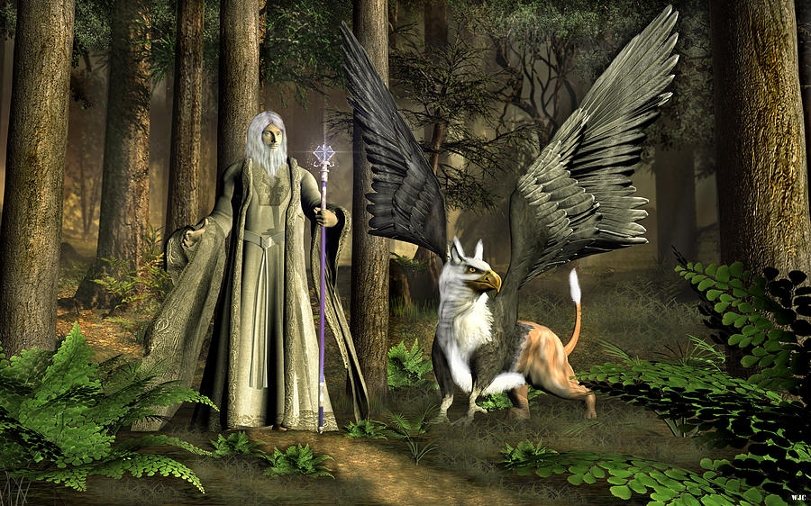 The Wizard and the Griffon Digital Art by Walter Colvin