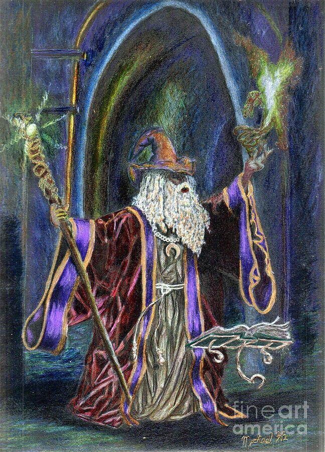 The Wizard Drawing by Mickael Bruce