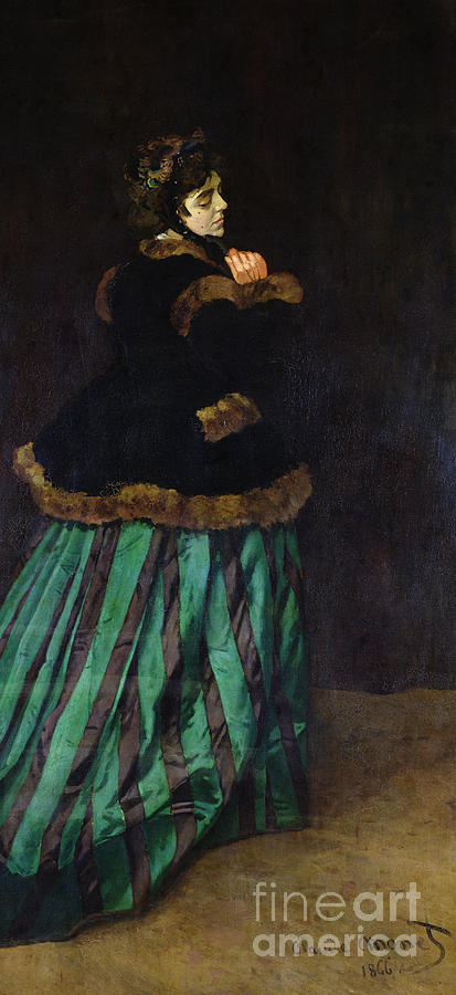 Claude Monet Painting - The Woman in the Green Dress by Claude Monet