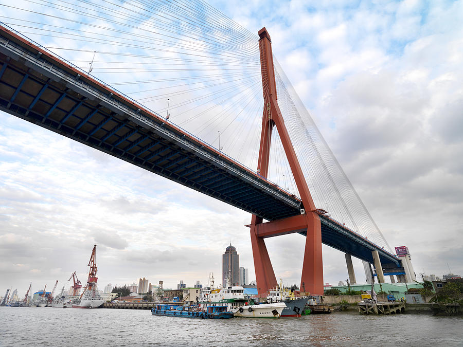 The Yangpu Bridge Connecting Puxi Photograph by Justin Guariglia