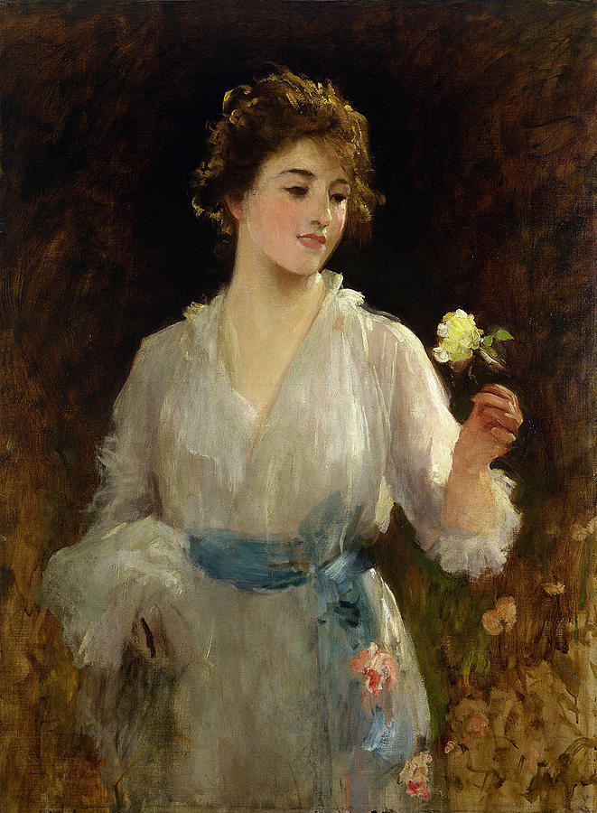 Summer Painting - The Yellow Rose by Samuel Luke Fields