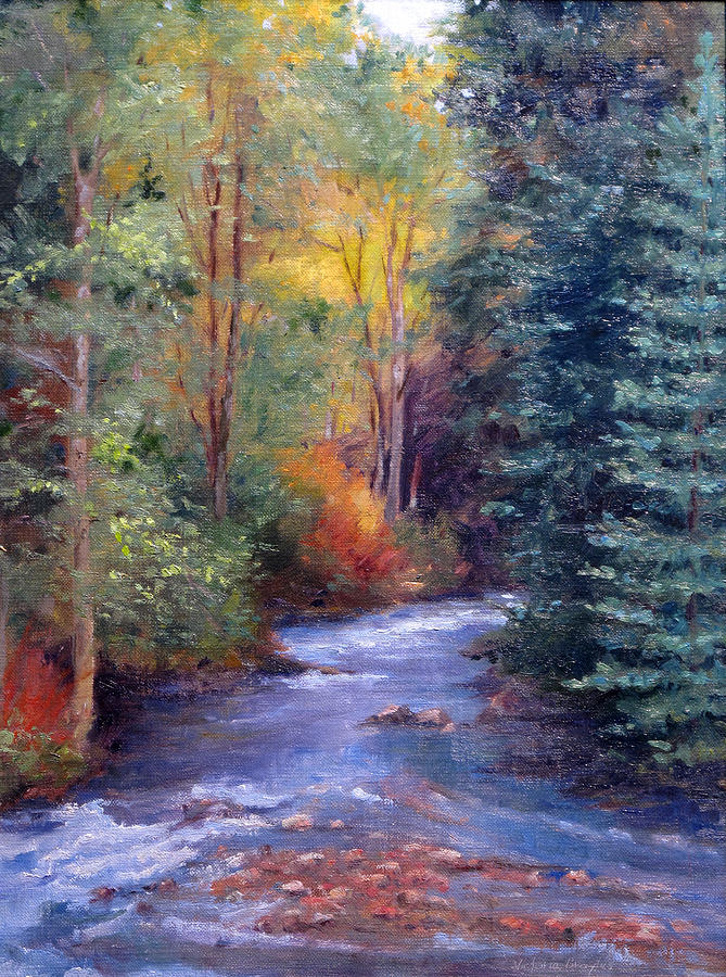 TheCreekEarlyFall Painting by Victoria  Broyles