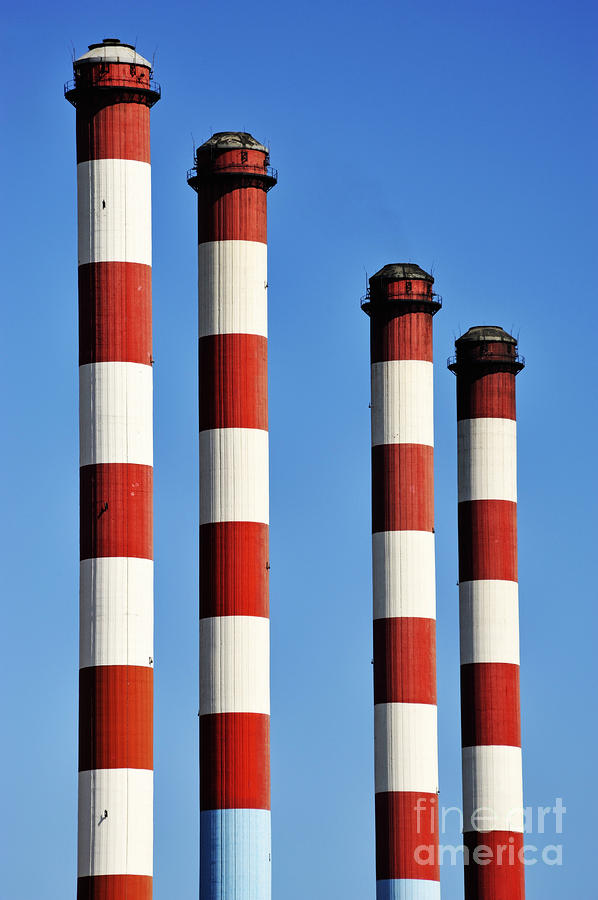 Environment Photograph - Thermal powerplant chimneys by Sami Sarkis
