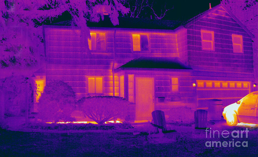 Thermogram Of A Home In Winter Photograph by Ted Kinsman