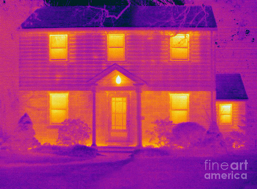Thermogram Of A House In Winter Photograph by Ted Kinsman
