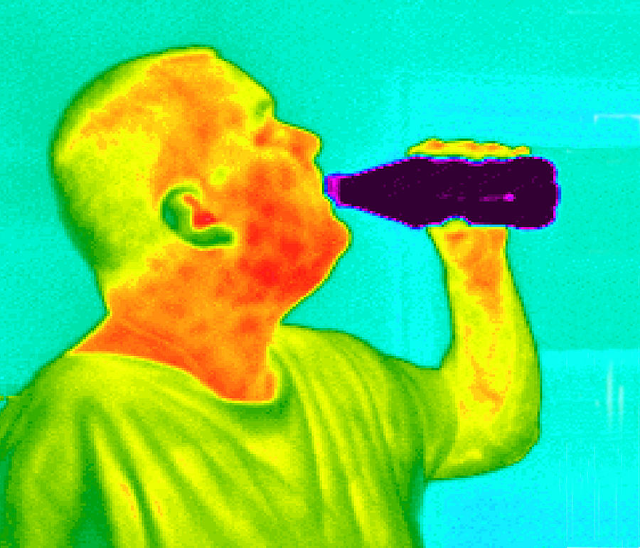 Bottle Photograph - Thermogram Of A Man Drinking From A Bottle by Dr. Arthur Tucker