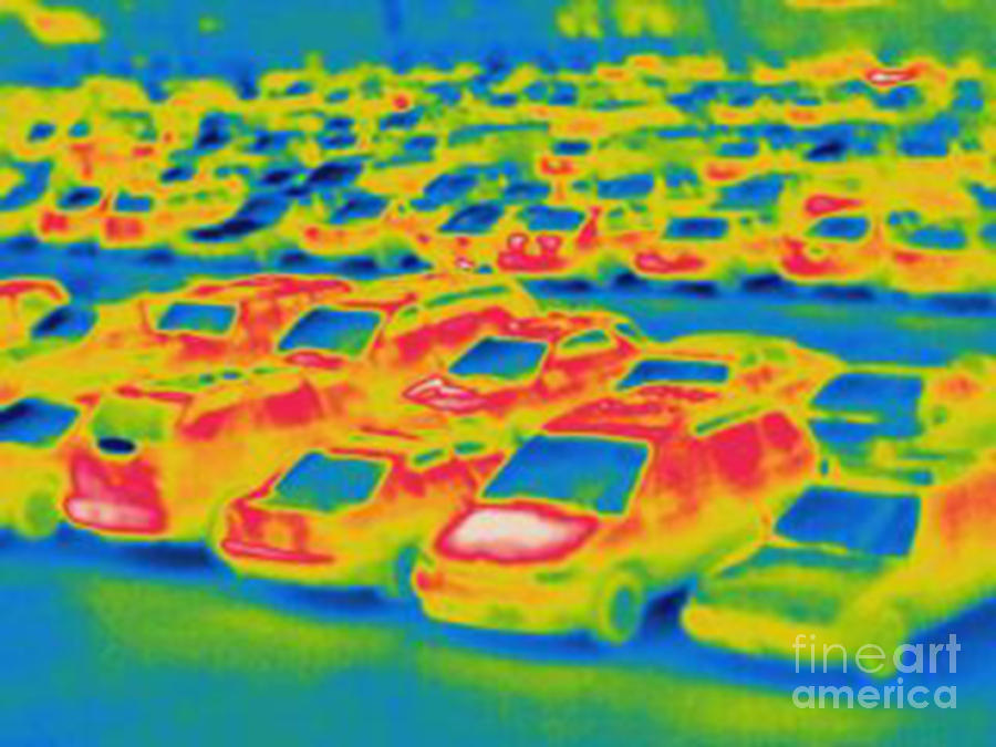 Thermogram Of A Parking Lot Photograph by Ted Kinsman