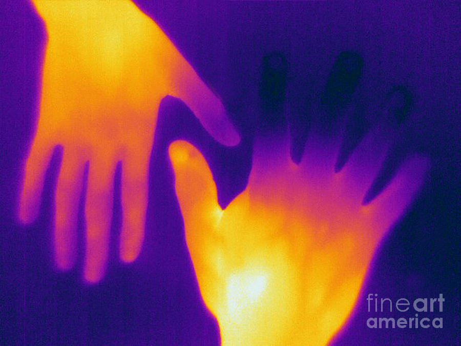Thermogram Of A Two Hands Photograph by Ted Kinsman
