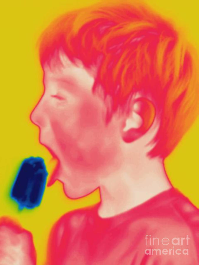 Thermogram Of Boy Eating A Popsicle Photograph by Ted Kinsman