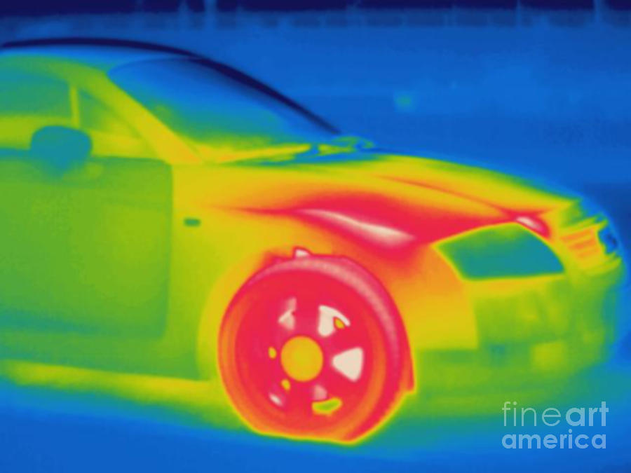 Thermogram Of Caliper Brakes On A Car Photograph by Ted Kinsman