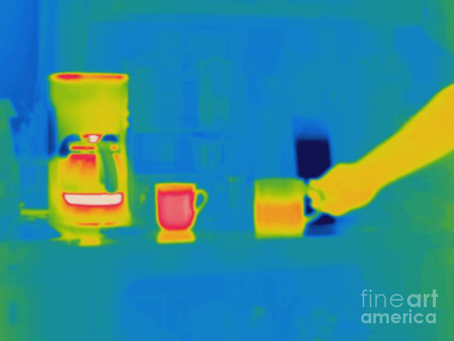 Thermogram Of Coffee In Cups Photograph by Ted Kinsman