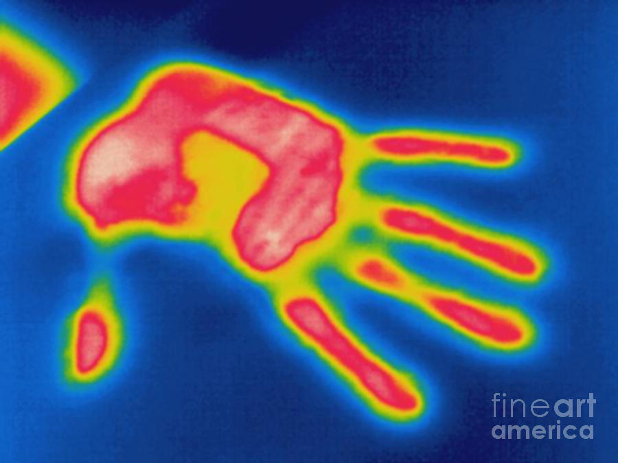 Thermogram Of Hands Thermal Shadow Photograph by Ted Kinsman
