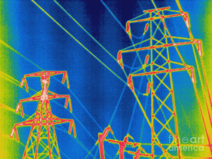 Thermogram Of Power Lines Photograph by Ted Kinsman