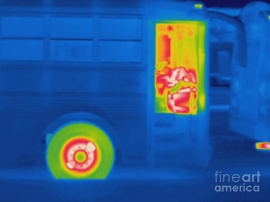 Thermogram Of School Bus  by Ted Kinsman