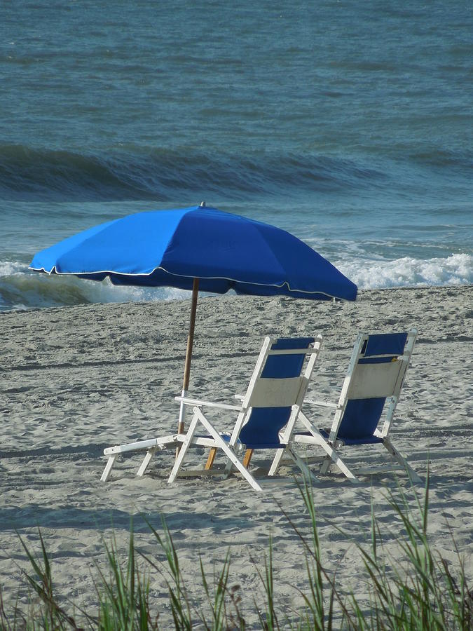 Umbrella Photograph - These Chairs Are Calling Your Name by Chad and Stacey Hall