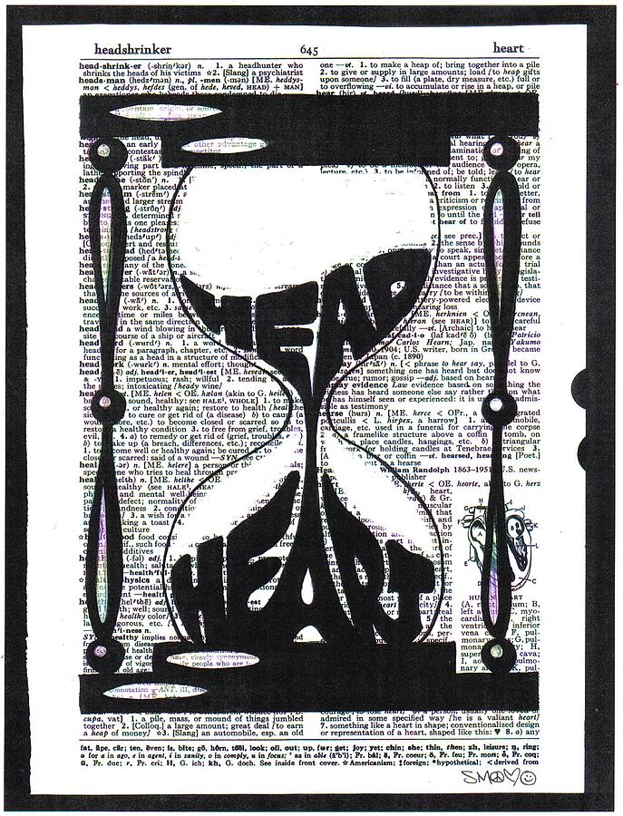 Clock Mixed Media - These Things Take Time Head Heart Hourglass by Inkpaint Wordplay