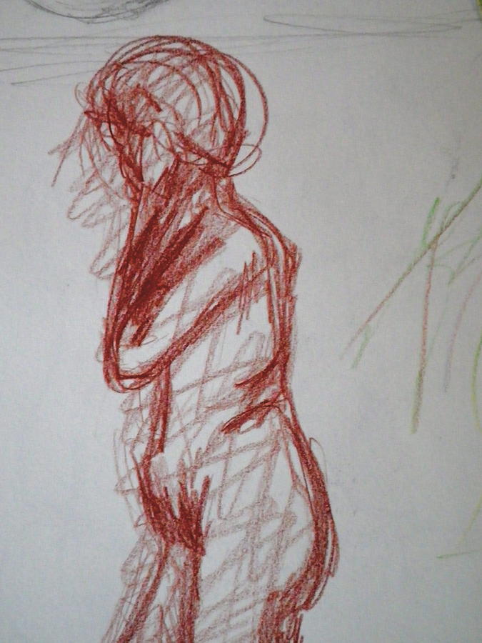 Thinking - Life Drawing  Drawing by Anna Ruzsan