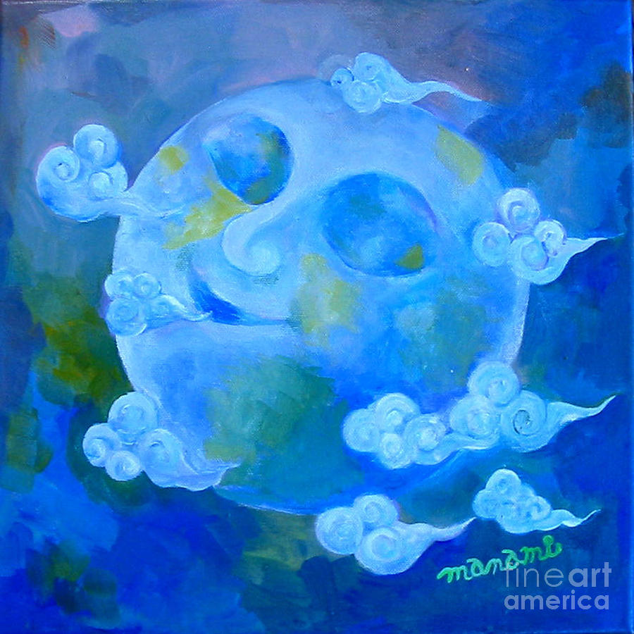 Thinking Moon Painting by Manami Lingerfelt