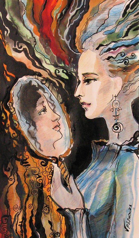 Fantasy Painting - This mirror reflects someone else by Valentina Plishchina