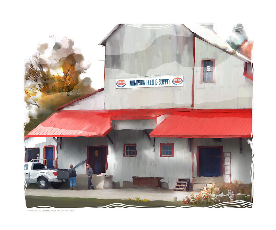 thompson supply and feed Ripley Ont. Painting by Bob Salo