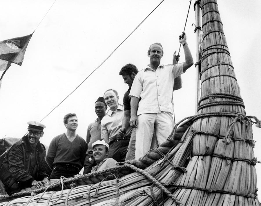 Thor Photograph - Thor Heyerdahl And Crew On Ra by Everett