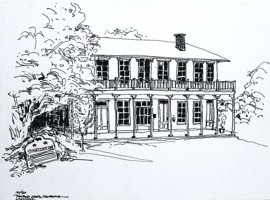 Thousand Oaks CA Historic Stage Coach Inn Drawing by Robert Birkenes