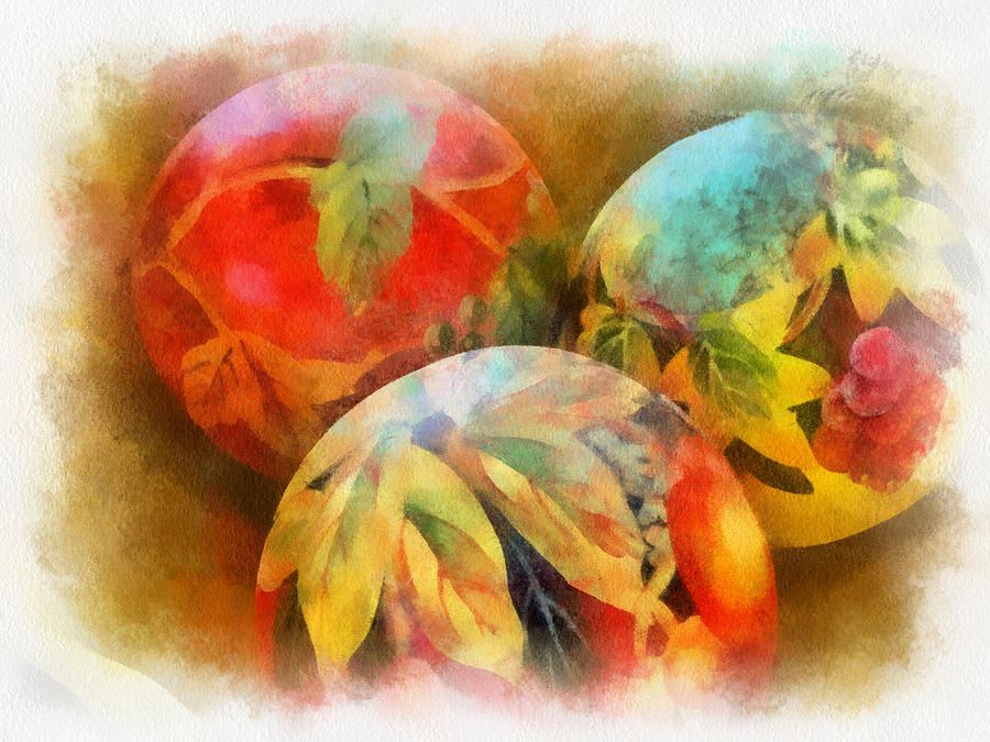 Three Balls - watercolor Digital Art by Charles Muhle