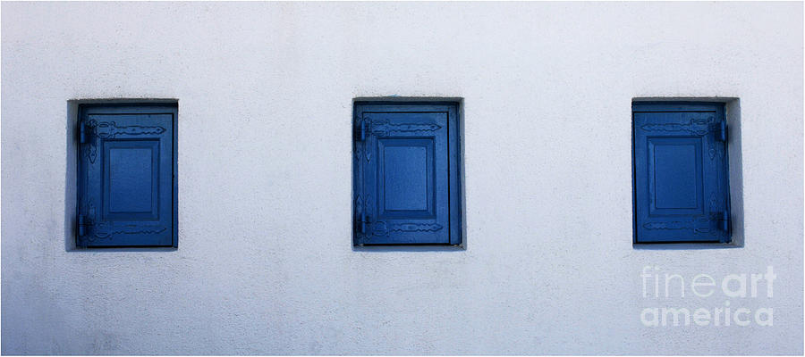 Three Blue Shutters Photograph by Bob Christopher