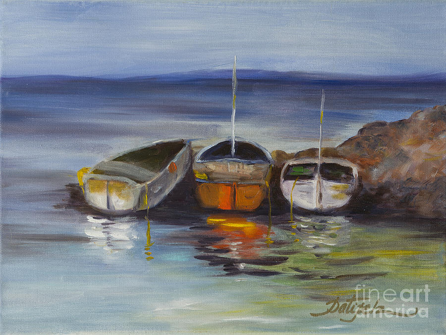 Three Boats Painting by Pati Pelz