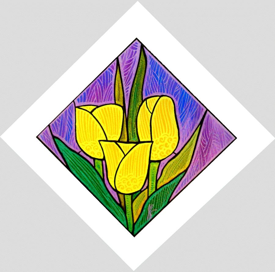 Three Bright Yellow Tulips Painting by Jim Harris