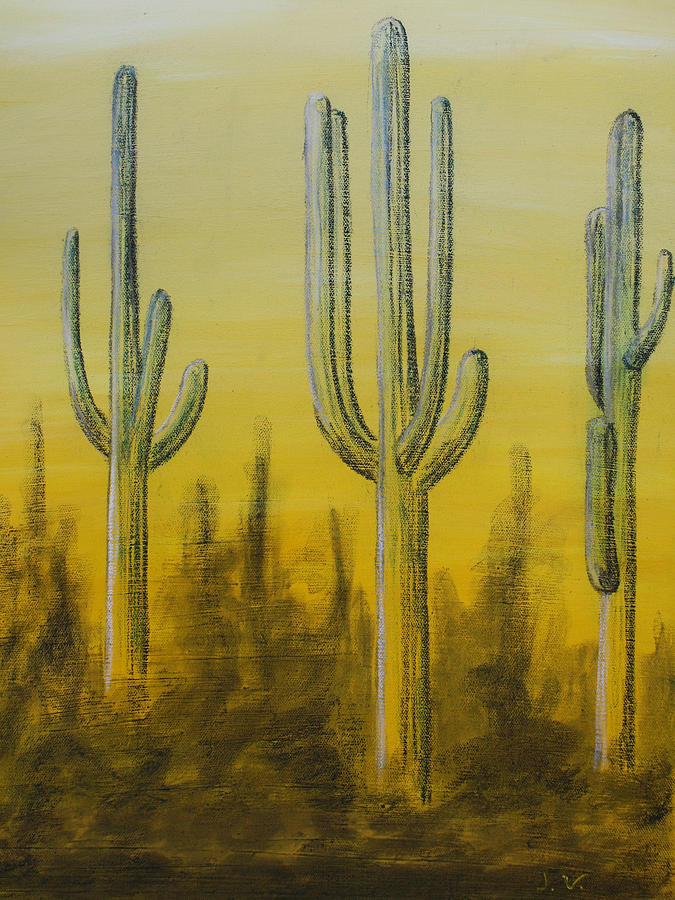 Three Cactus Painting by Martin Valeriano