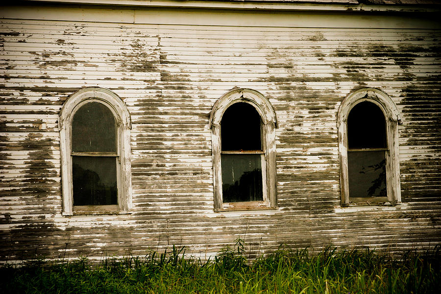 Three Church Windows Photograph by Toni Hopper