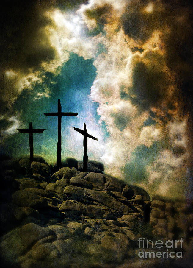 Easter Photograph - Three Crosses on a Rocky Hill by Jill Battaglia