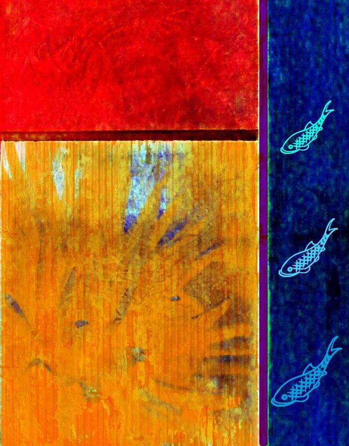 Abstract Digital Art - Three fish by Joseph Ferguson Abstract Digital Art - Three fish by Joseph Ferguson