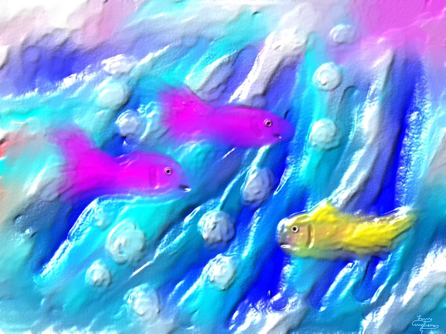 Three Fish Painting by Larry Cirigliano