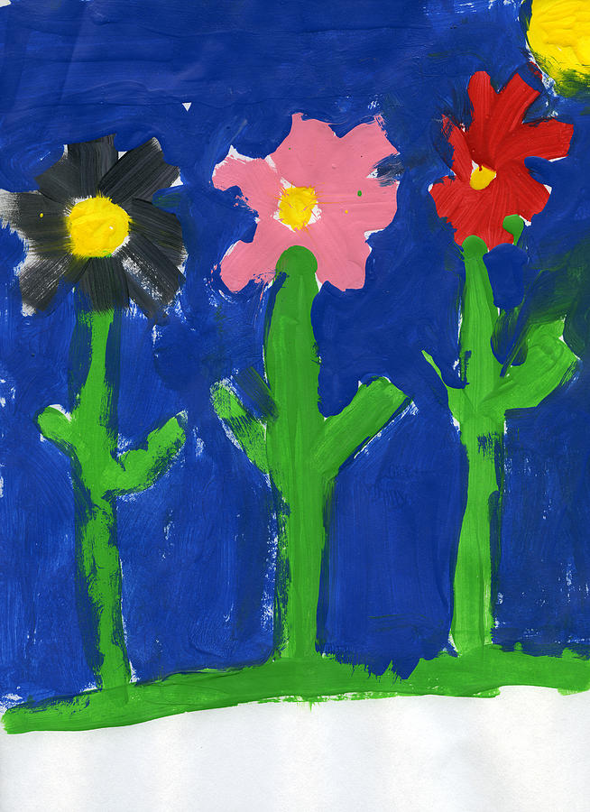 Flower Painting - Three Flowers by Bella       