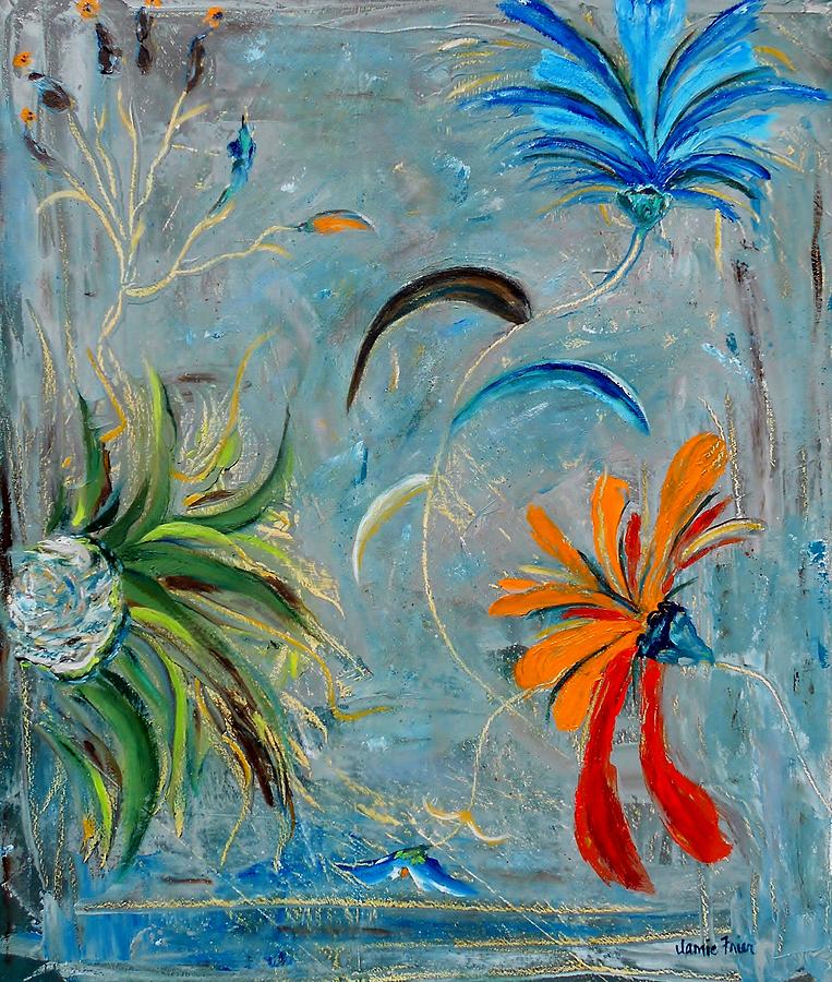 Three Flowers Painting by Jamie Frier