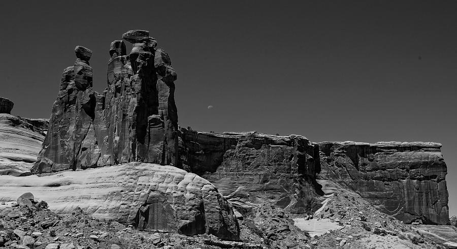 Three Gossips Moon Setting Arches National Park Photograph by Scott McGuire