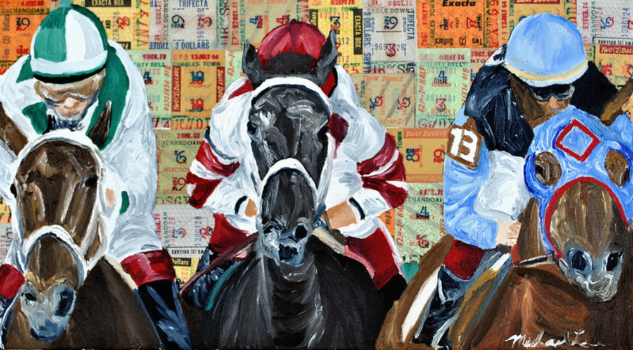 Horse Painting - Three In the lead by Michael Lee