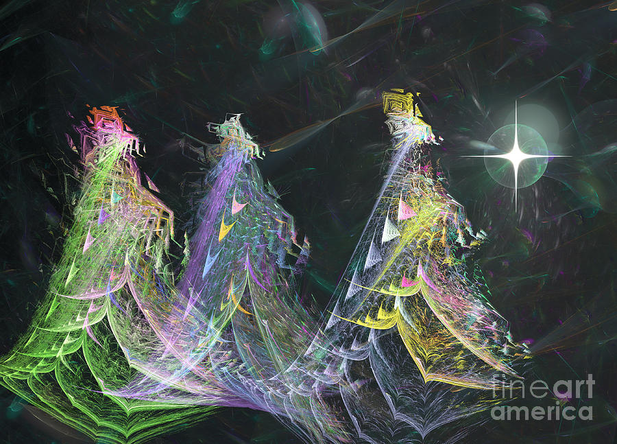 Three Kings Moon Star Digital Art by Russell Kightley